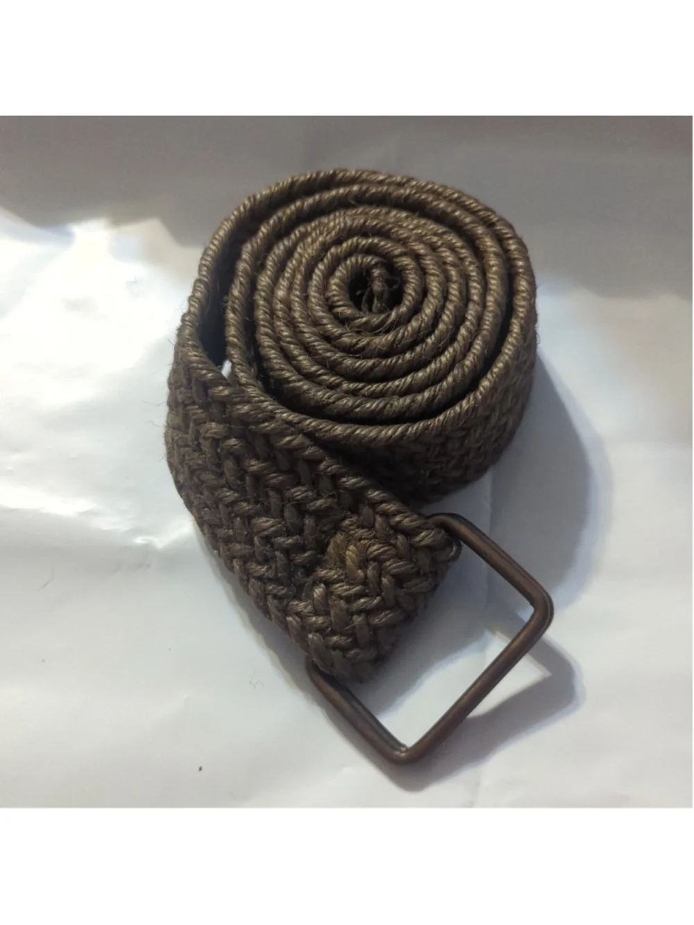 Brown Woven Jute D Ring Belt - 41
